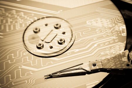 Computer hard drive with circuit board overlay