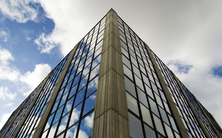 Glass building, view of an edge