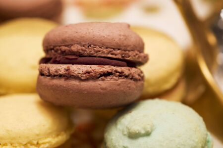 Closeup image of small french cakesの写真素材