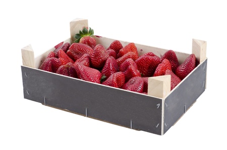 Fresh strawberries in crateの写真素材