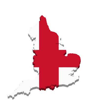 map and flag of england in 3dの写真素材