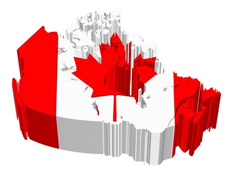 map and flag of canadaの写真素材