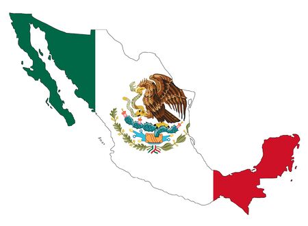 map and flag of mexicoの写真素材