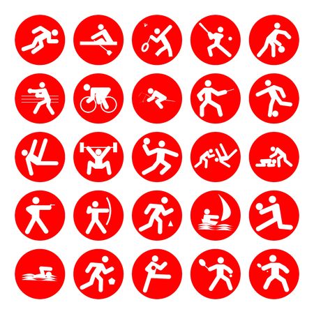 logos of sports, sports competitions games,red on white backgroundの写真素材