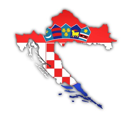 flag and map of croatia on white backgroundの写真素材