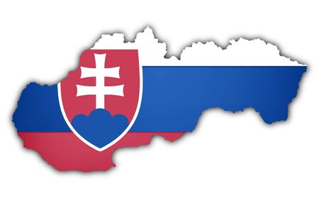 flag and map of slovakia on white backgroundの写真素材