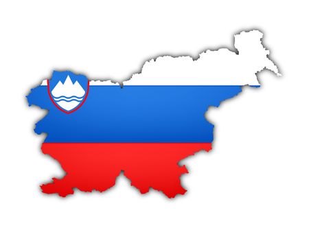 flag and map of slovenia on white backgroundの写真素材