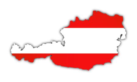 map and flag of austria on white backgroundの写真素材