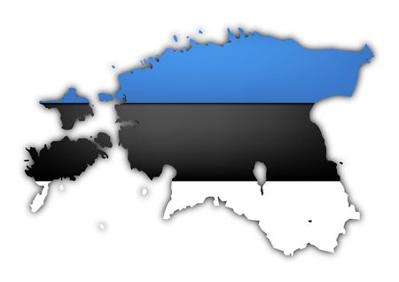 map and flag of estonia on white backgroundの写真素材