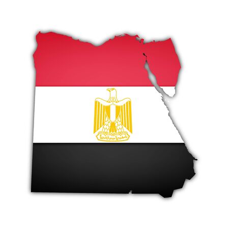 map of egypt with flag and shadowの写真素材