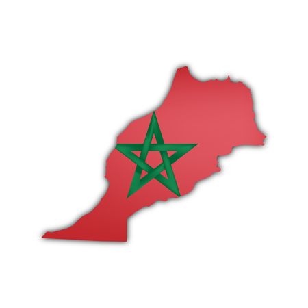 map of morocco with flag and shadowの写真素材