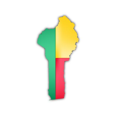 map and flag of benin with shadowの写真素材