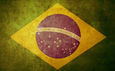 brazil flag with old texture grunge and vintageの写真素材