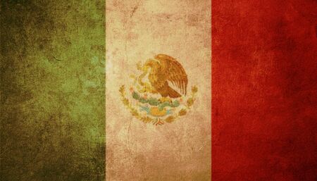 mexico flag with old texture grunge and vintageの写真素材