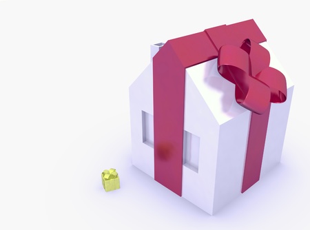 rendered of a house present on white backgroundの写真素材