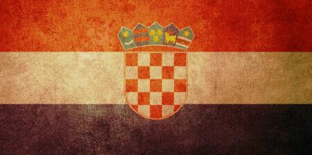 croatia flag with old texture grunge and vintageの写真素材