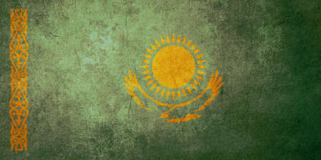 kazakhstan flag with old texture grunge and vintageの写真素材