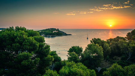 Sunset over the sea in Mallorca