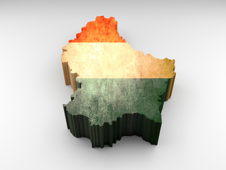 3d textured Luxembourg map with a luxembourgish flag on a white backgroundの写真素材