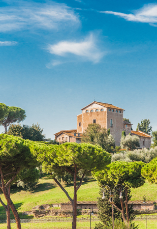 Roman house to the Roman Forum around the Colosseum in Rome in Italyの写真素材