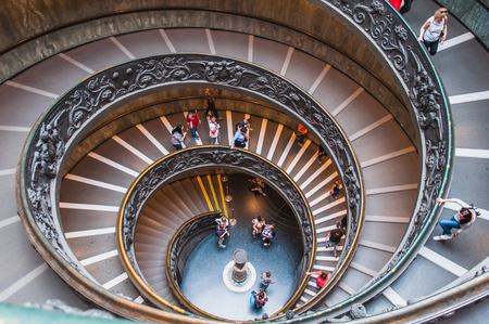 Bramante double helix staircase at the Vatican Museum in Rome, Italyのeditorial素材