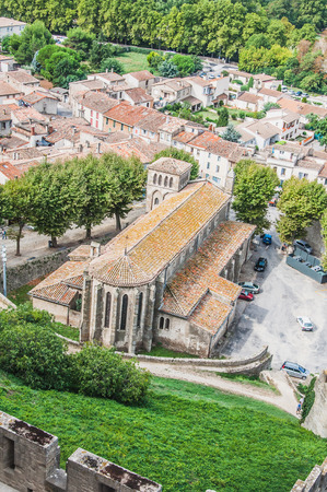 Ramparts of the Medieval City of Carcassonne in the Aude in Franceの写真素材