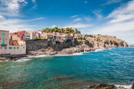 Picturesque view of the streets of Collioure, Pyrenees-Orientales, Franceの写真素材