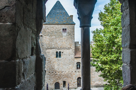 Ramparts of the Medieval City of Carcassonne in the Aude in Franceのeditorial素材