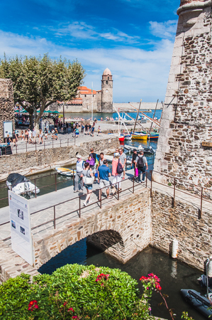 Royal Castle Collioure under blue sky in the Pyrenees-Orientales, Franceのeditorial素材