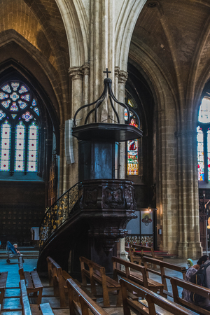 Gothic Sainte-Marie cathedral in the center of Bayonne in the Pyrenees-Atlantiques in Franceのeditorial素材