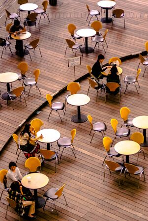 Modern cafe terrace in Roppongi district of Tokyo Japanの写真素材