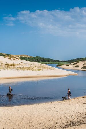 The mouth of the Huchet Current in the Landes in Franceの写真素材