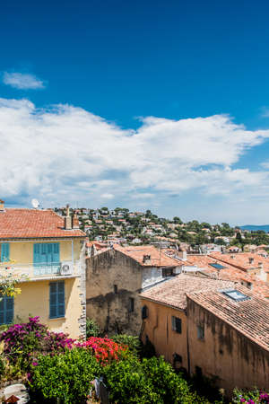 Panorama on the old town HyÃ¨res in Franceのeditorial素材