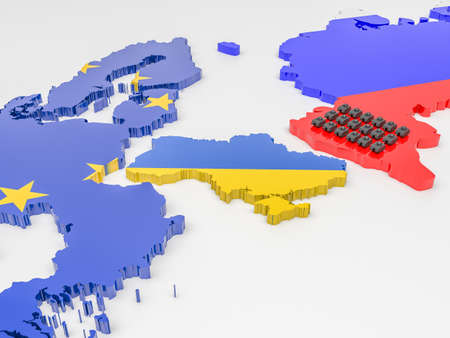 Illustration of the tensions between Ukraine Russia and the European Union