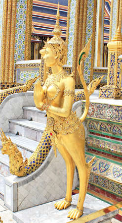 Mythical female bird with a human head,Wat Phra Kaewの写真素材