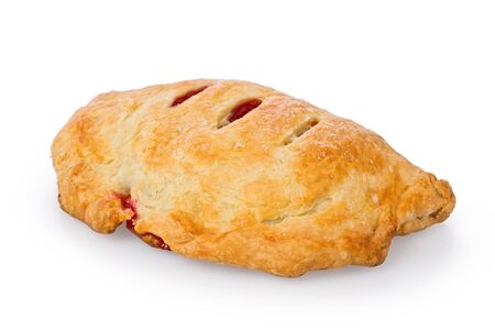 Homemade cranberry turnover against a white background.の写真素材