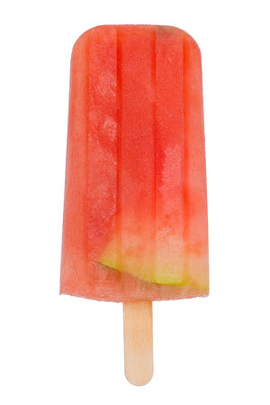Homemade ice pop made with watermelon against white background.の写真素材