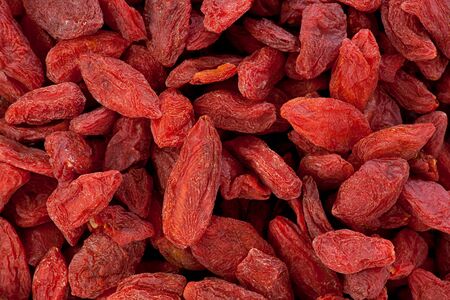 Background texture of dried Goji berries, or wolfberries.の写真素材
