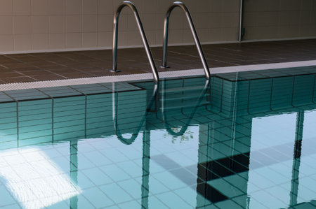 Close-up of the stairs in a competition poolの写真素材