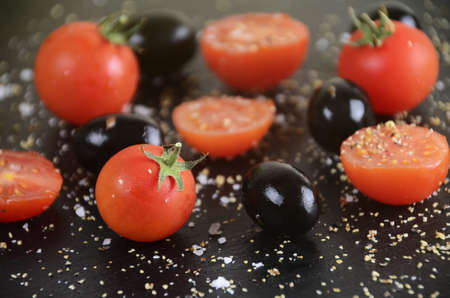 Tomato and olivesの写真素材