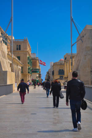 VALLETTA, MALTA - april 20, 2021: people walking in Valletta Centerのeditorial素材