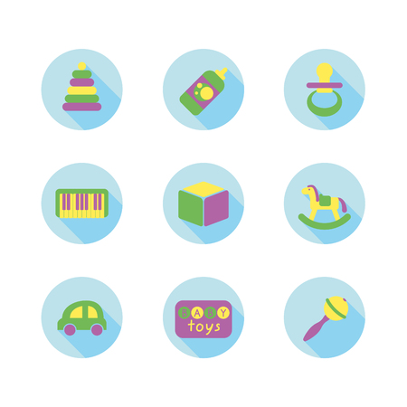 Minimalistic baby toys iconsのイラスト素材