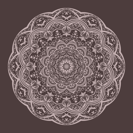 Mandala lace pattern brown vectorのイラスト素材