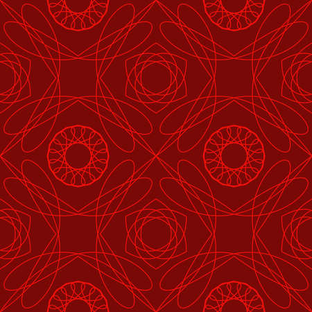 Green simple vintage geometric background, smooth forms ornament repeat pattern.のイラスト素材