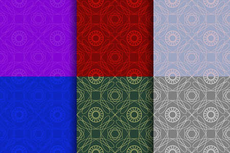 Green simple vintage geometric background, smooth forms ornament repeat pattern.のイラスト素材