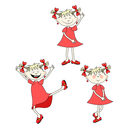 Girls in cartoon styleのイラスト素材