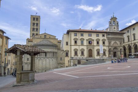 Arezzo square typical of this region of Italyのeditorial素材