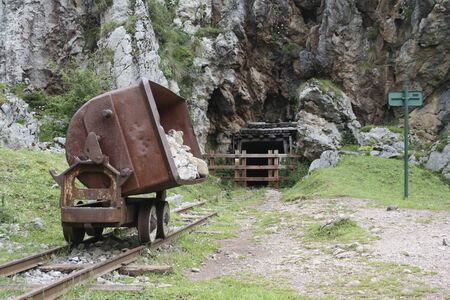 Old abandoned mine located near the lakes of Covadongaの写真素材