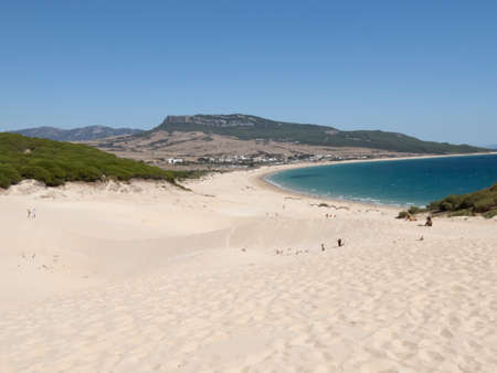 Bolonia beach with its dunes by the seaの写真素材