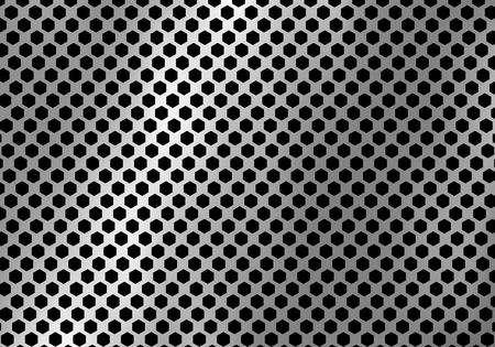 Abstract silver metal background made from hexagon pattern texture. Geometic black and white. Vector...